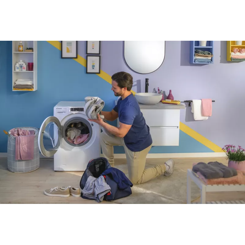 Candy Smart Pro COW 4644TWM6/1-S skalbyklė su džiovinimu, laisvai pastatoma, priekinio pakrovimo, balta