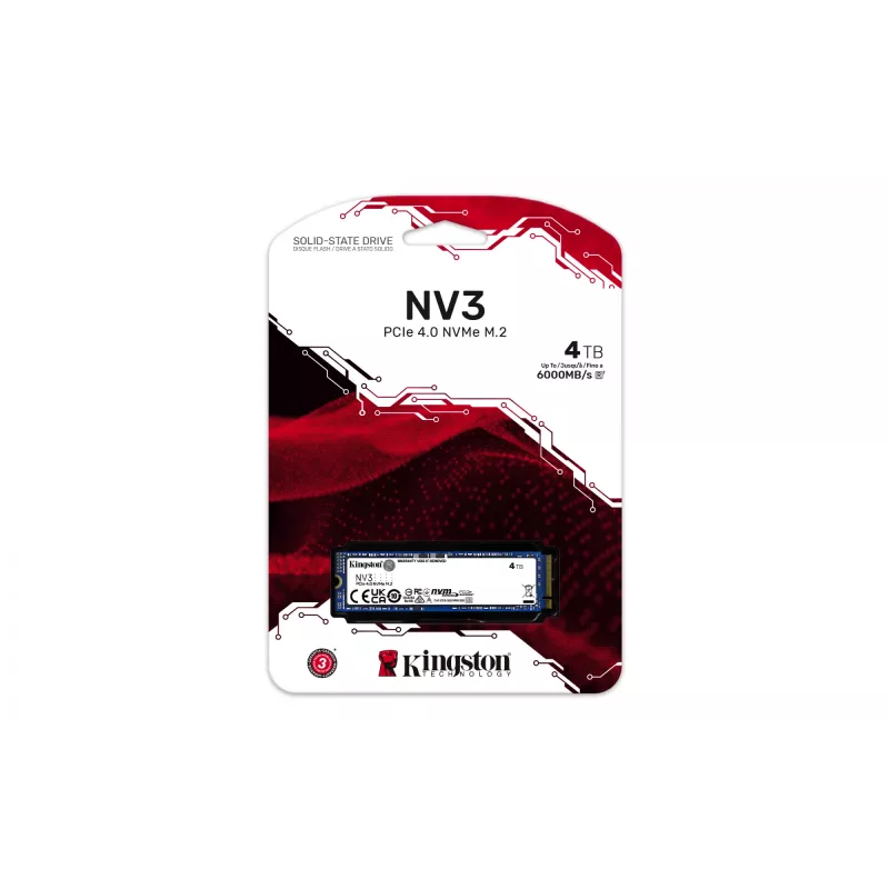 Kingston Technology 4000G NV3 M.2 2280 NVMe SSD, 4 TB, M.2, 6000 MB/s