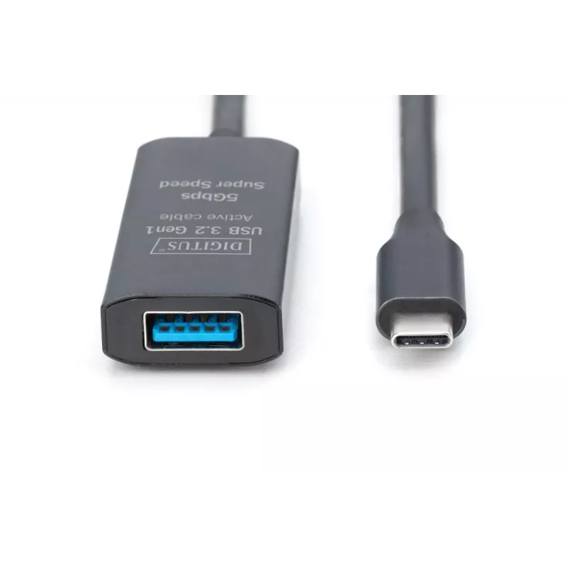 DIGITUS aktyvus USB-C prailginimo kabelis - 5G USB 3.2 Gen1 USB-C - USB-A (M/F) - 10 m