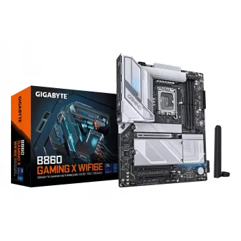 GIGABYTE B860 GAMING X WIFI6E pagrindinė plokštė – Intel Core Ultra serijos procesoriams, 12+1+2+1 VRM fazės, iki 9066MHz DDR5, 1xPCIe 5.0 + 2xPCIe 4.0 M.2, 2.5GbE LAN, WIFI 6E, USB4