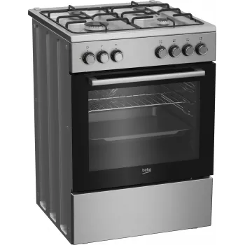 Beko FBE62130GXDN laisvai pastatoma viryklė, elektrinė orkaitė, dujinė kaitlentė, juoda