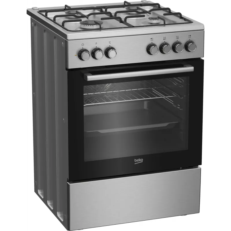 Beko FBE62130GXDN laisvai pastatoma viryklė, elektrinė orkaitė, dujinė kaitlentė, juoda