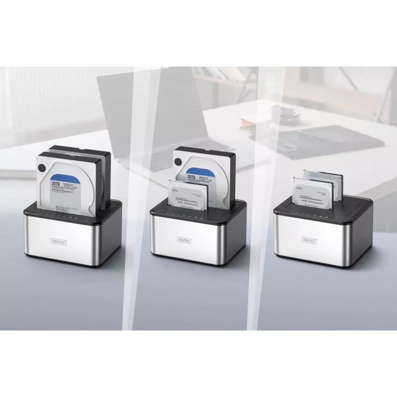 DIGITUS SATA doko stotelė USB 3.0 - 2 lizdai 2,5 colio/3,5 colio SSD/HDD su kopijavimo funkcija