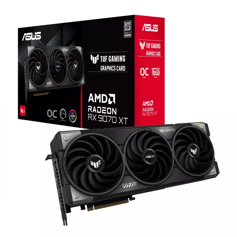 Vaizdo plokštė ASUS TUF Gaming Radeon RX 9070 XT, 16 GB GDDR6, PCIe 5.0, 256 bitų, 3080 MHz