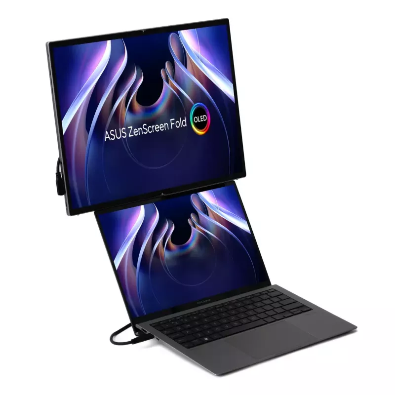 ASUS ZenScreen Fold OLED MQ17QH nešiojamas monitorius, 43,9 cm (17,3 colio), 2560 x 1920 pikselių, Quad HD, sidabrinis