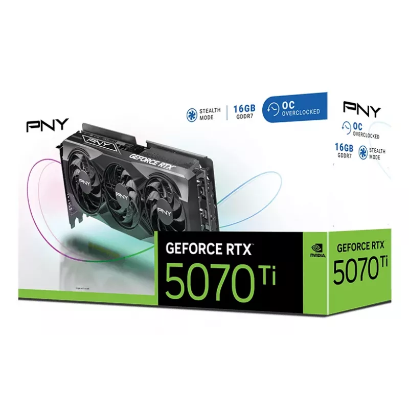 PNY GeForce RTX 5070 Ti 16GB OC Triple Fan vaizdo plokštė - 16GB GDDR7 - DisplayPort 2.1b / HDMI 2.1b