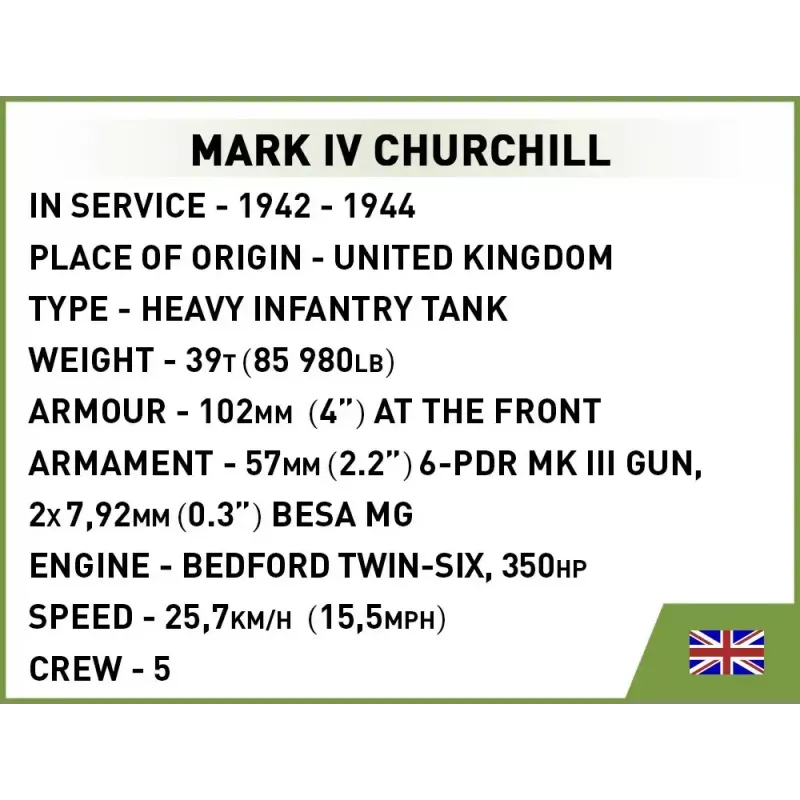 Cobi Blokeliai Mark IV Churchill statybinis rinkinys, 668 dalių (COBI-3128)