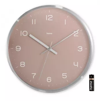 Radijo valdomas laikrodis Hama Fiji Circle Pink Silver, AA baterija
