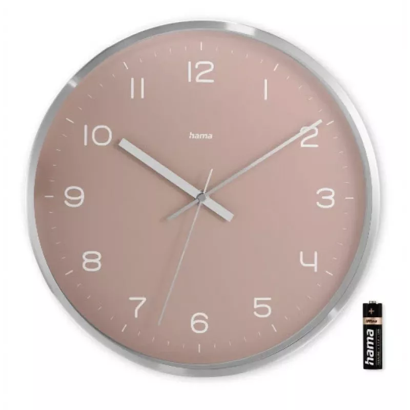 Radijo valdomas laikrodis Hama Fiji Circle Pink Silver, AA baterija