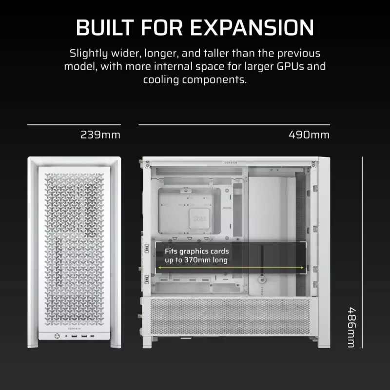 CORSAIR FRAME 4000D White vidutinis bokštas