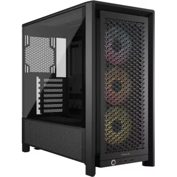 PC korpusas CORSAIR FRAME 4000D RS ARGB Midi Tower Juodas — ATX/Micro-ATX/Mini-ITX, grūdintas stiklas, ARGB ventiliatoriai, iki 370 mm GPU