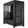 PC korpusas CORSAIR FRAME 4000D RS ARGB Midi Tower Juodas — ATX/Micro-ATX/Mini-ITX, grūdintas stiklas, ARGB ventiliatoriai, iki 370 mm GPU