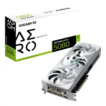 GIGABYTE GeForce RTX 5080 AERO OC SFF 16G vaizdo plokštė - 16 GB GDDR7, 256 bit, PCI-E 5.0, 2730 MHz pagrindinis dažnis, 3x DisplayPort, 1x HDMI, GV-N5080AERO OC-16GD