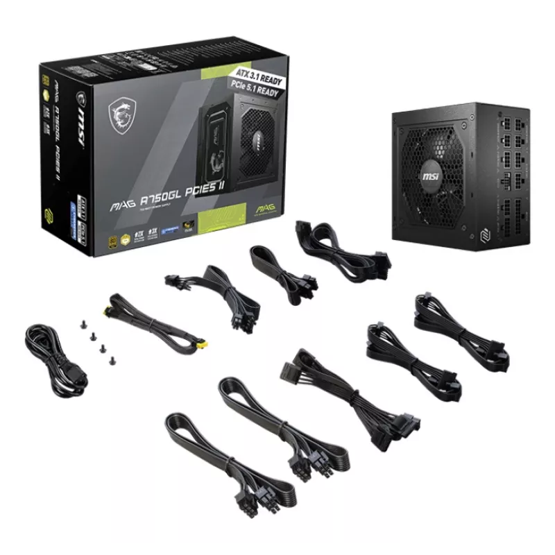 MSI MAG A750GL PCIE5 II maitinimo blokas 750 W 20+4 pin ATX ATX juodas