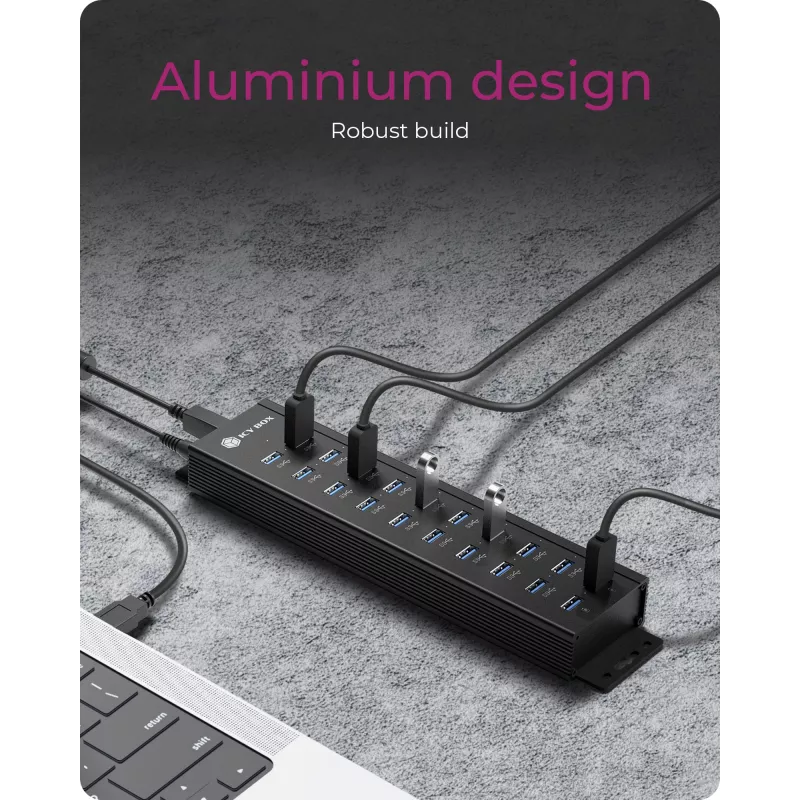 ICY BOX IB-HUB1720-U3 USB 3.2 Gen 1 šakotuvas, juodas, aliuminis