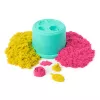 Kinetic Sand SquishBlossom Žydinti Gėlė – Velykų krepšelio užpildas, 8 uncijos neoninė geltona ir rožinė formuojama žaidimo smėlis, vazonėlis ir formelės, sensoriniai žaislai vaikams