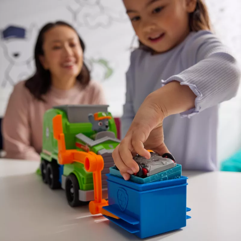 PAW Patrol Crush N' Roll perdirbimo sunkvežimis su Rocky figūrėle ir transformuojančia transporto priemone