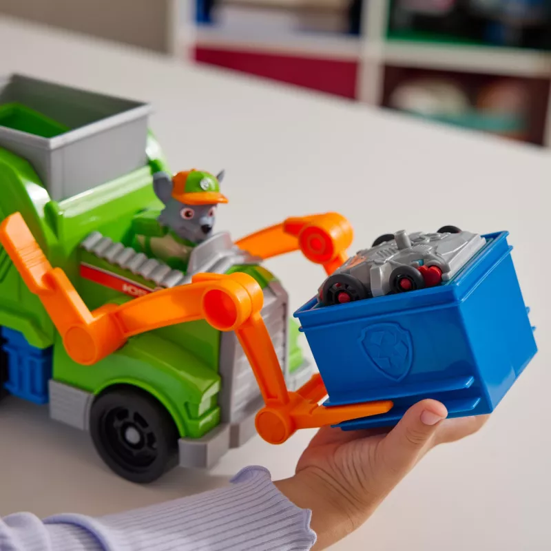 PAW Patrol Crush N' Roll perdirbimo sunkvežimis su Rocky figūrėle ir transformuojančia transporto priemone