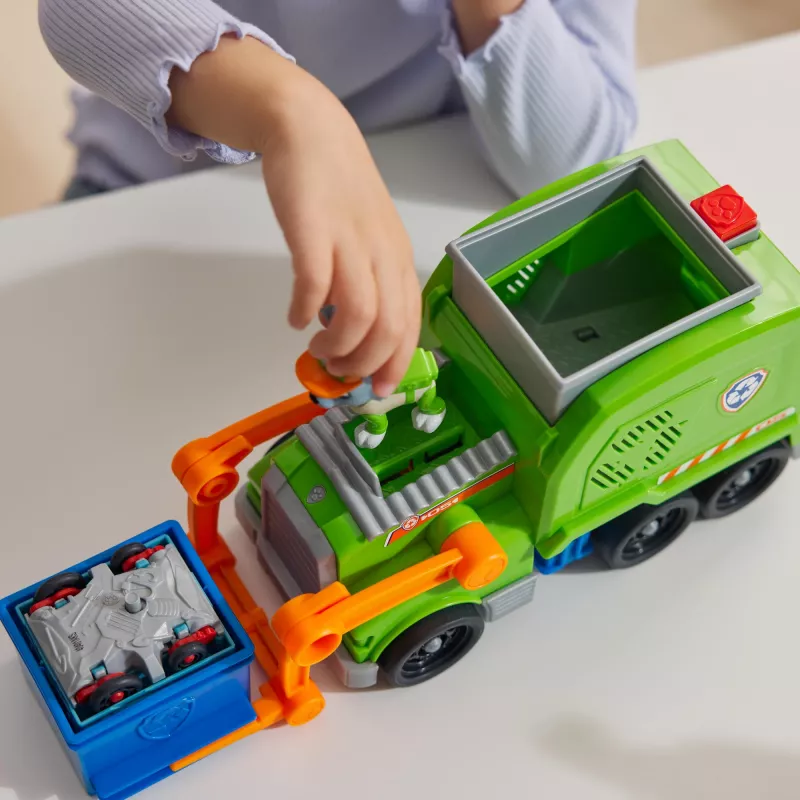 PAW Patrol Crush N' Roll perdirbimo sunkvežimis su Rocky figūrėle ir transformuojančia transporto priemone