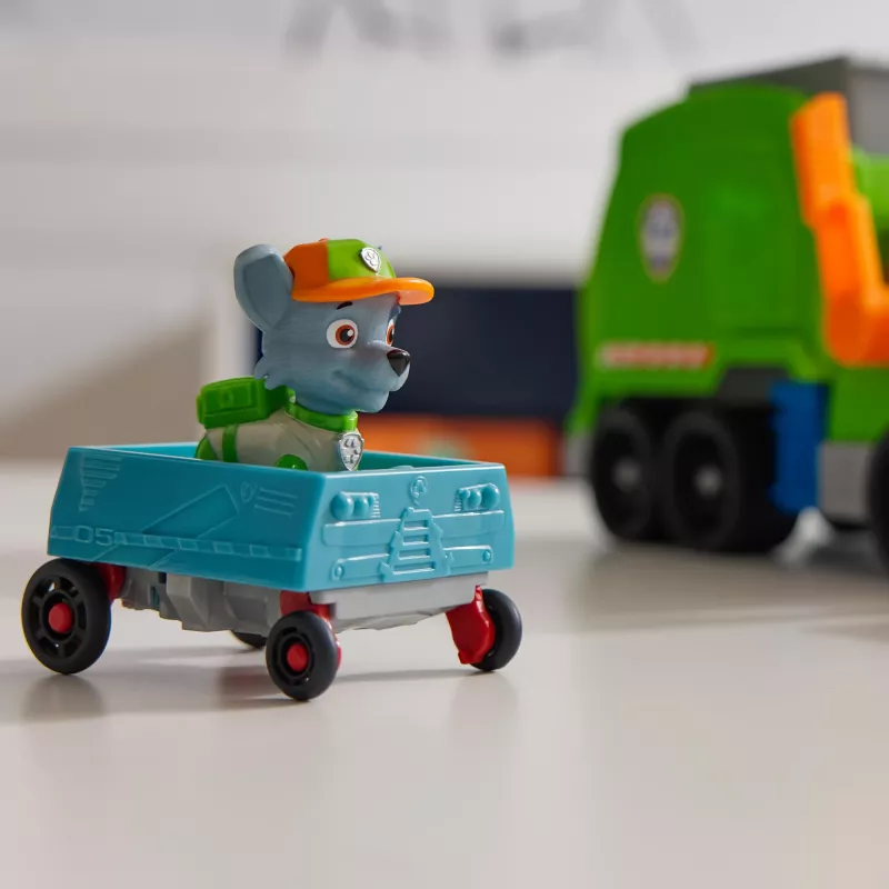 PAW Patrol Crush N' Roll perdirbimo sunkvežimis su Rocky figūrėle ir transformuojančia transporto priemone