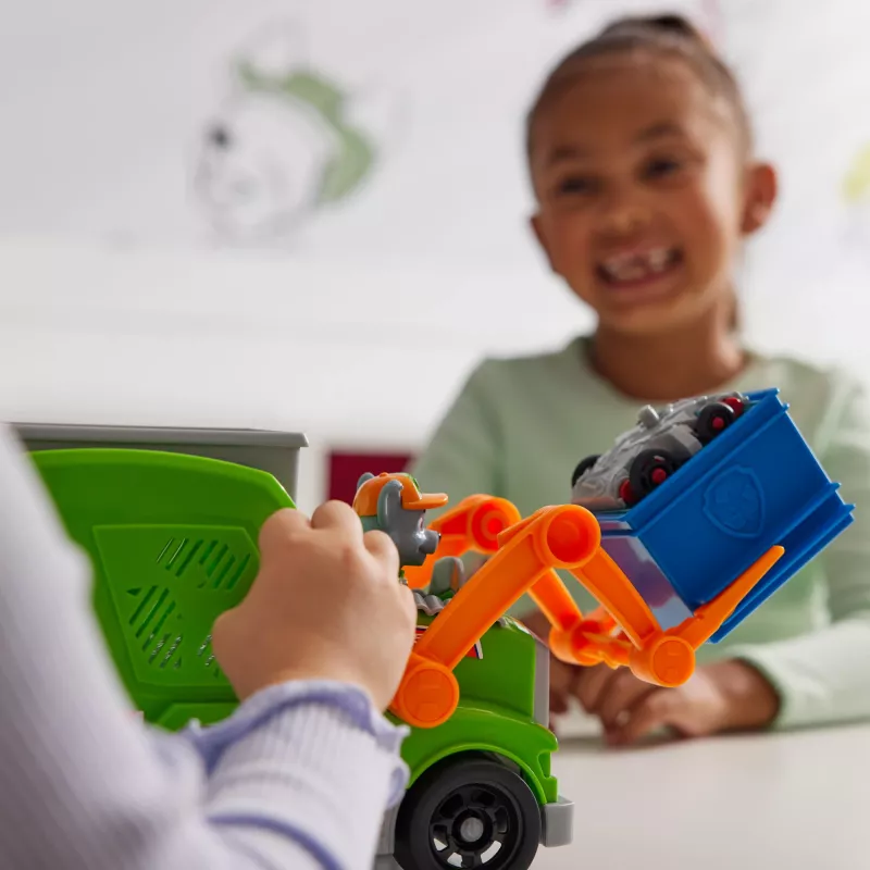 PAW Patrol Crush N' Roll perdirbimo sunkvežimis su Rocky figūrėle ir transformuojančia transporto priemone