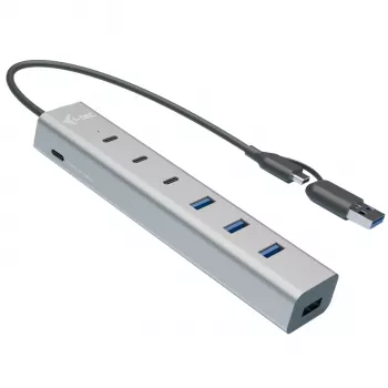 i-tec USB-C/USB-A Įkrovimo metalinis HUB 7 prievadų (3x USB-C, 4x USB-A)