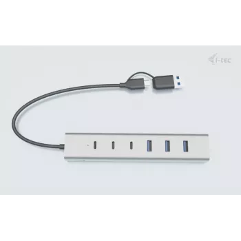 i-tec USB-C/USB-A Įkrovimo metalinis HUB 7 prievadų (3x USB-C, 4x USB-A)