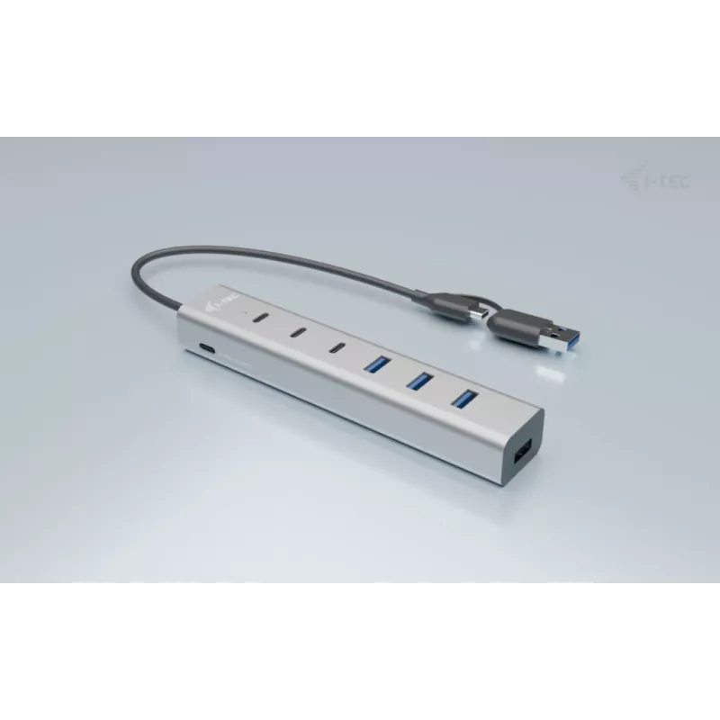 i-tec USB-C/USB-A Įkrovimo metalinis HUB 7 prievadų (3x USB-C, 4x USB-A)