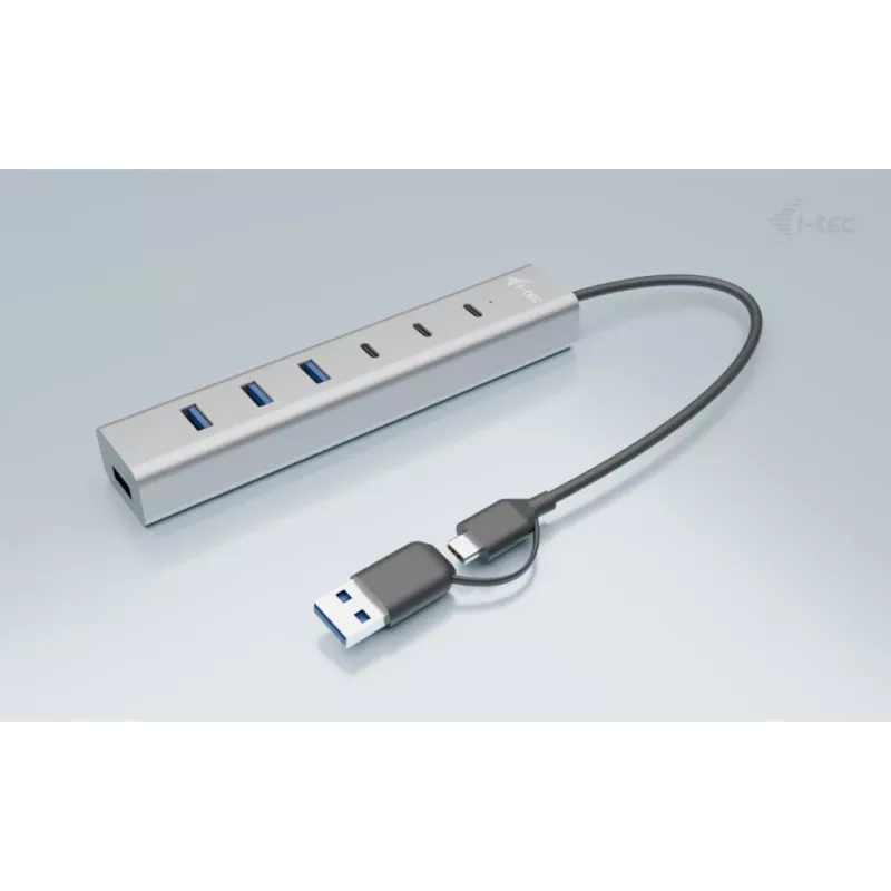 i-tec USB-C/USB-A Įkrovimo metalinis HUB 7 prievadų (3x USB-C, 4x USB-A)