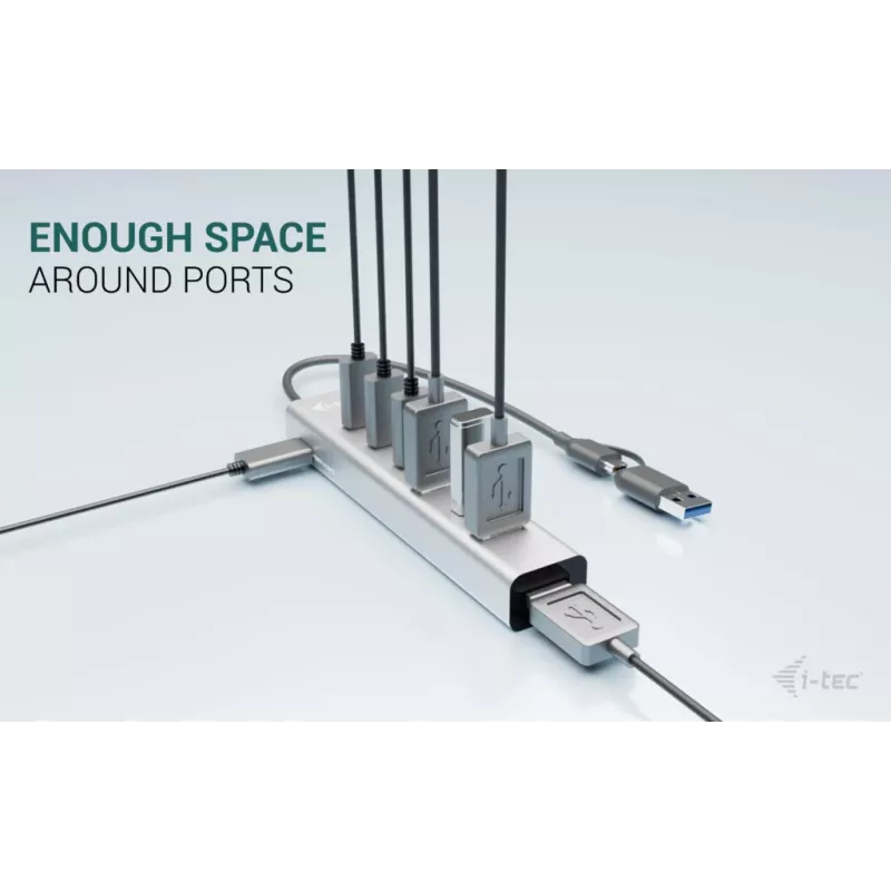 i-tec USB-C/USB-A Įkrovimo metalinis HUB 7 prievadų (3x USB-C, 4x USB-A)