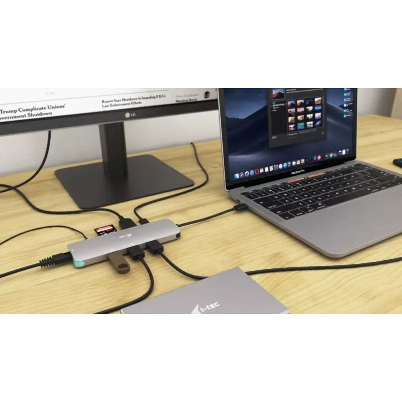 i-tec USB-C Metal Nano Docking Station 4K HDMI LAN su Power Delivery 100W ir Universal Charger 100W