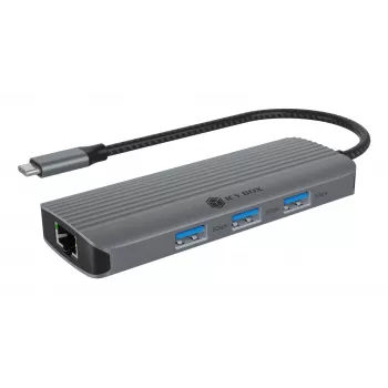 ICY BOX IB-DK4034a-CPD belaidis USB 3.2 Gen 1 (3.1 Gen 1) Type-C dokas, aliuminis, sidabrinis