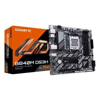 GIGABYTE B840M DS3H pagrindinė plokštė – AMD Ryzen 9000, 8+2+2 VRM, iki 8200 MHz DDR5, 2xPCIe 4.0 M.2, 2.5GbE LAN