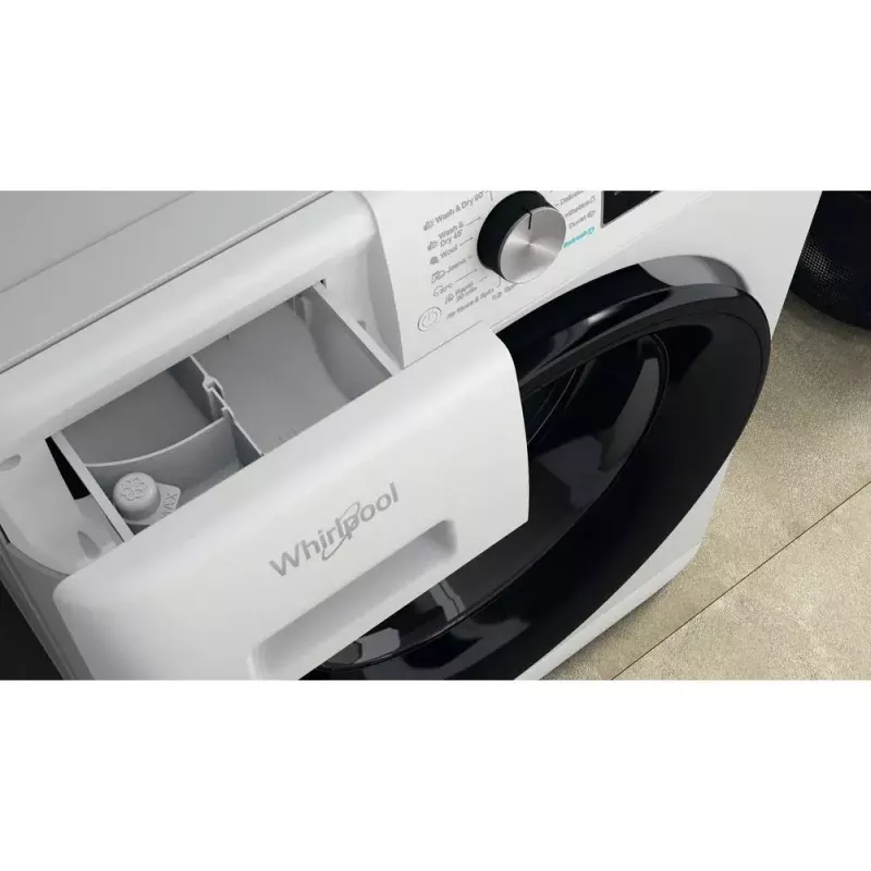 Whirlpool FFWDD1076258B skalbyklė su džiovintuvu, laisvai pastatoma, priekinio pakrovimo, balta