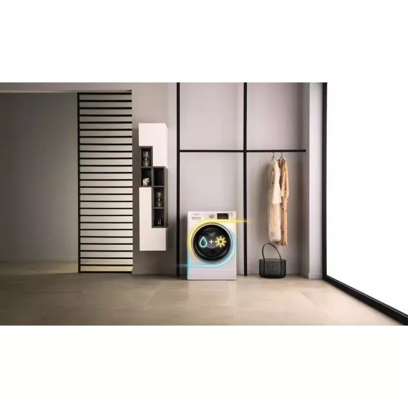Whirlpool FFWDD1076258B skalbyklė su džiovintuvu, laisvai pastatoma, priekinio pakrovimo, balta