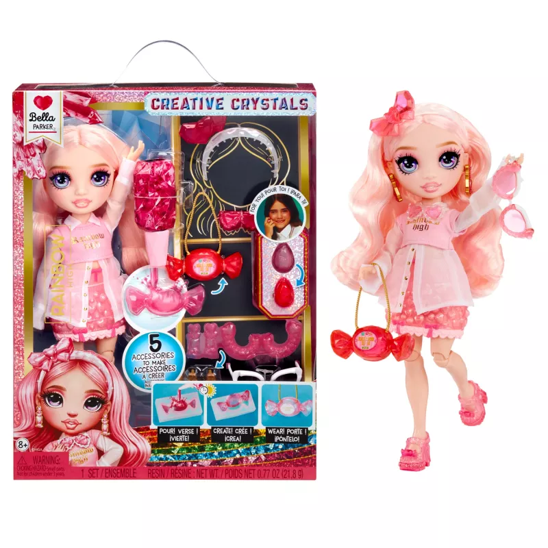 Rainbow High Creative Crystals Fashion Doll – Bella, mados lėlė, 280 mm, įvairiaspalvė