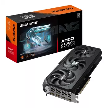 GIGABYTE vaizdo plokštė Radeon RX 9070 – 16 GB GDDR6, PCIe 5.0, 256 bitų, 2700 MHz boost, 2×HDMI 2.1b, 2×DP 2.1a, 3 ventiliatoriai