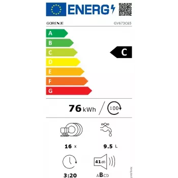 Įmontuojamas indaplovė Gorenje GV673C65 14 komplektų Nerūdijantis plienas
