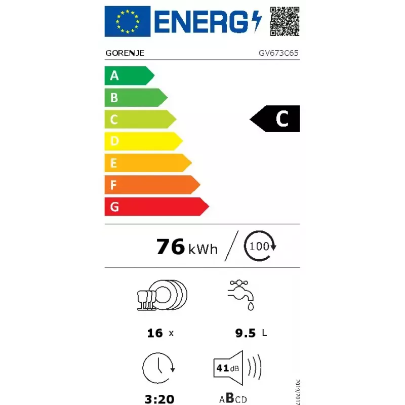 Įmontuojamas indaplovė Gorenje GV673C65 14 komplektų Nerūdijantis plienas