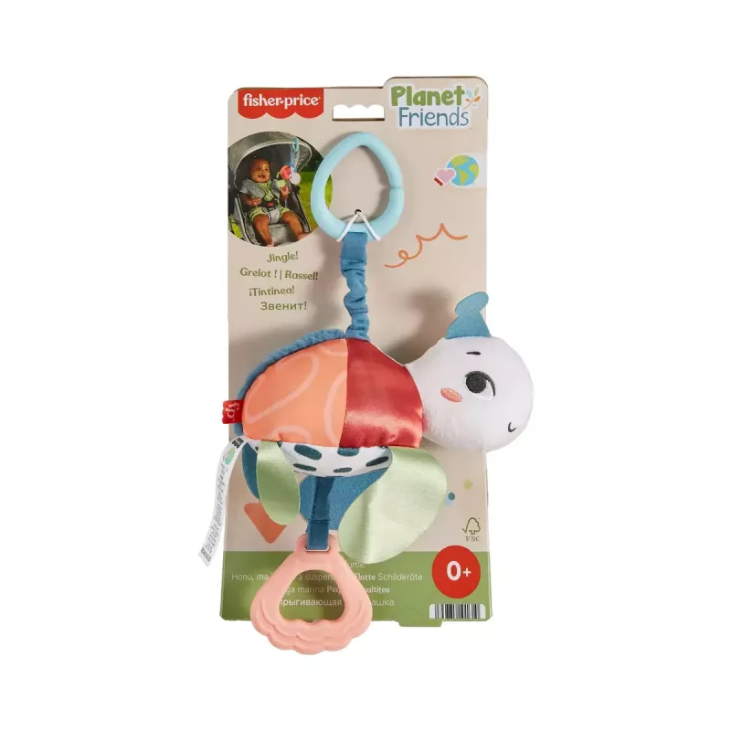 Žaislas Fisher-Price Planet Friends Sea Me Bounce Turtle vėžlys, rekomenduojamas nuo 0 iki 2 metų