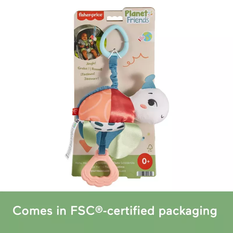 Žaislas Fisher-Price Planet Friends Sea Me Bounce Turtle vėžlys, rekomenduojamas nuo 0 iki 2 metų