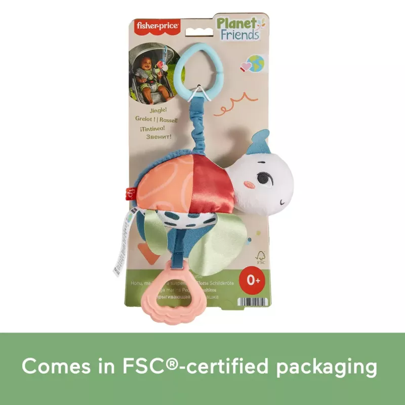 Žaislas Fisher-Price Planet Friends Sea Me Bounce Turtle vėžlys, rekomenduojamas nuo 0 iki 2 metų