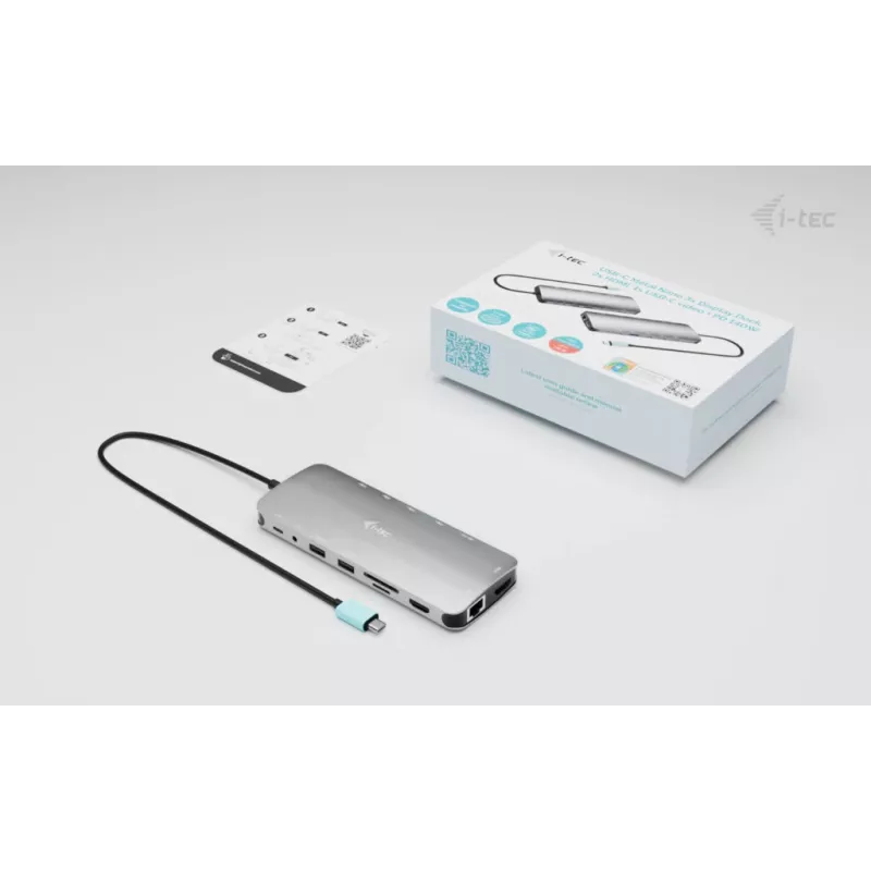 i-tec Metal USB-C Nano 3x Display Dock, 2x HDMI 1x USB-C vaizdo + Power Delivery 140 W