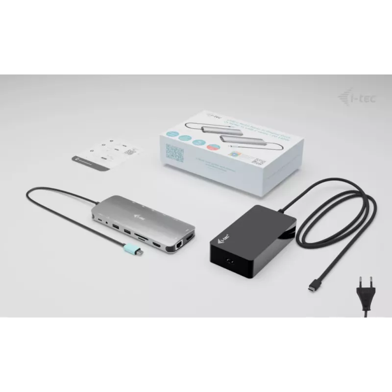 i-tec Metal USB-C Nano 3x Display Dock, 2x HDMI 1x USB-C vaizdo išvestis su Power Delivery 140 W + Universalus 140 W įkroviklis
