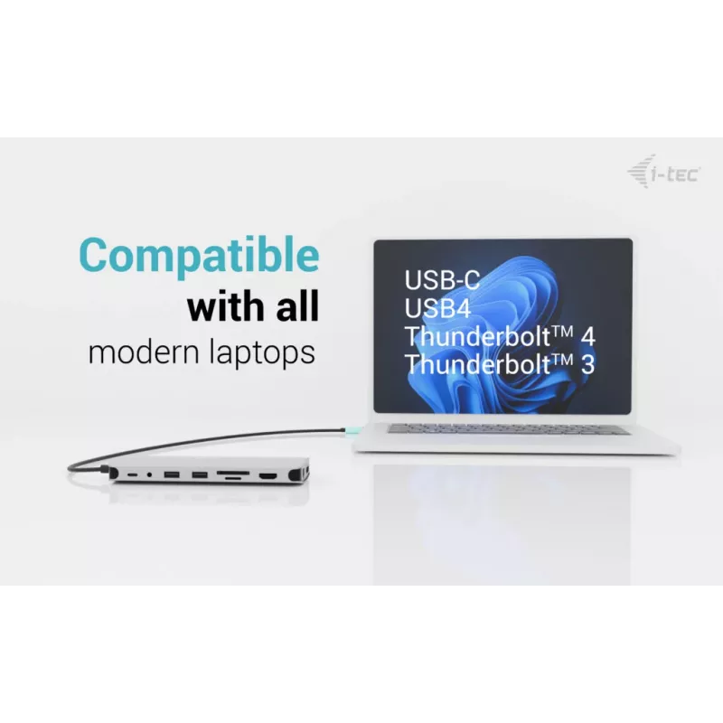 i-tec Metal USB-C Nano 3x Display Dock, 2x HDMI 1x USB-C vaizdo išvestis su Power Delivery 140 W + Universalus 140 W įkroviklis