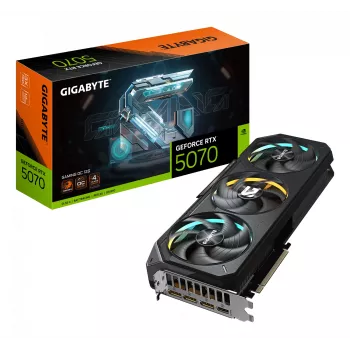 GIGABYTE GeForce RTX 5070 GAMING OC 12G vaizdo plokštė – 12 GB GDDR7, 192 bit, PCI-E 5.0, 2625 MHz taktinis dažnis, 3x DP 2.1a, 1x HDMI 2.1b, NVIDIA DLSS 4, GV-N5070GAMING OC-12GD