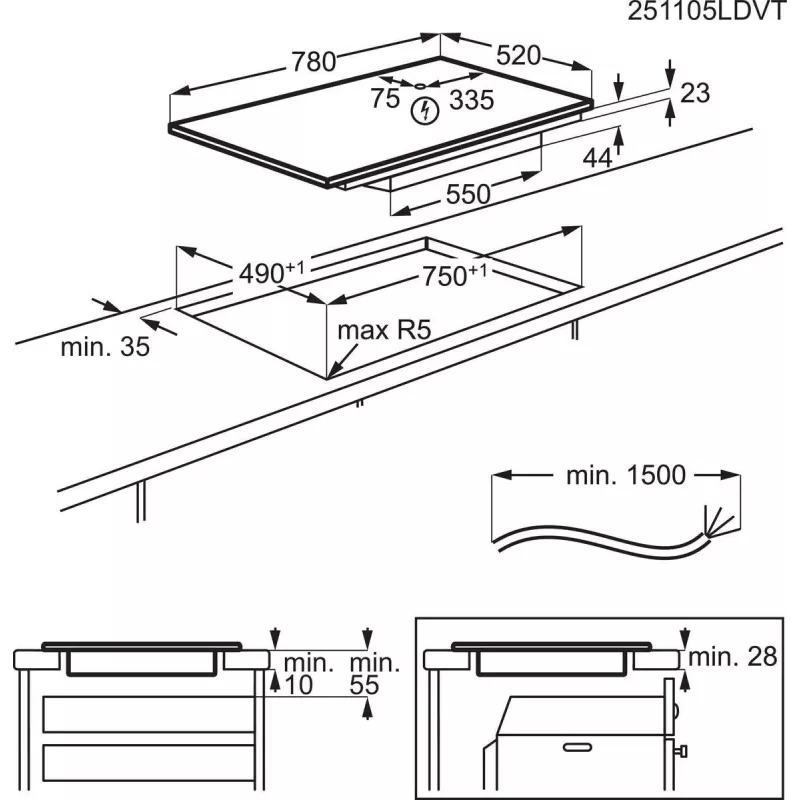 Indukcinė kaitlentė Electrolux Serie 700 EIS82453, 4 zonos, 80 cm, juodas stiklas, liečiamas ir slinkties valdymas