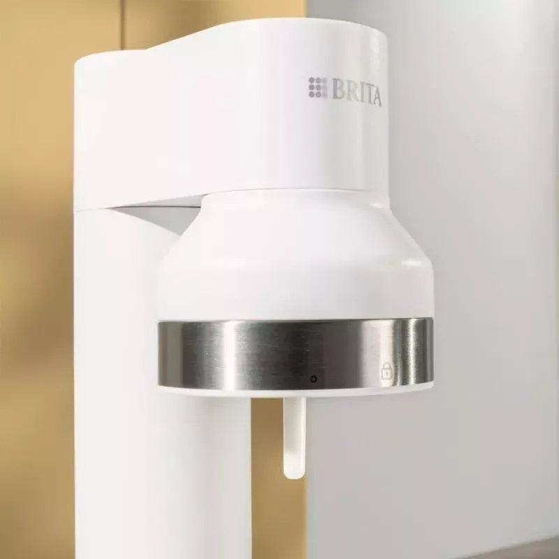 Sodos aparatas BRITA Carbonator 1046730 Baltas – kompaktiškas gazuoto vandens gamintojas su 2 buteliais (231×126×443 mm)