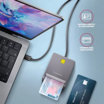 Kortelių skaitytuvas Axagon CRE-SM3TC USB 2.0 Type-C pilka SmartMedia