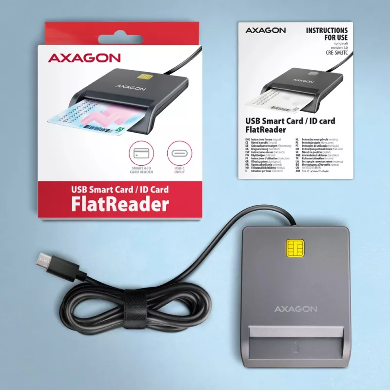 Kortelių skaitytuvas Axagon CRE-SM3TC USB 2.0 Type-C pilka SmartMedia